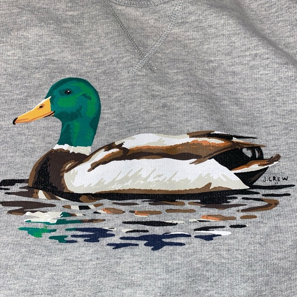 J.Crew Men’s Grey Mallard Duck Sweatshirt Size M - Picture 4 of 8